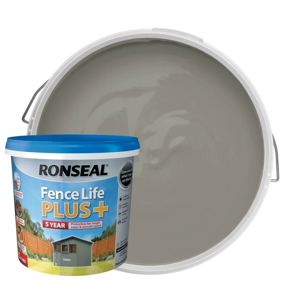 Ronseal 5 Litre Slate Grey Fence Life Plus Paint 2 Ronseal 5 Litre Slate Grey Fence Life Plus Paint - Image 2