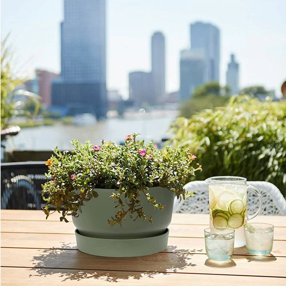 Elho 33cm Leaf Green Greenville Bowl Planter 4 Elho 33cm Leaf Green Greenville Bowl Planter - Image 4